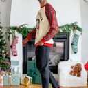 Disney family matching sweatshirt Stitch Mickey Spiderman print long sleeve winter Christmas mom dad kids loose fit red (XXL)