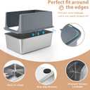 Stainless Steel Cat Litter Box with Lid, Covered Litter Box for Large Cats, 16" High Sides Enclosed Cat Litter Boxes, Extra Large Litter Box with Grey Lid, XL Metal Litter Pan, Easy to Clean