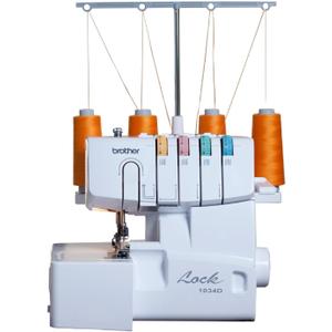 Brother Serger, 1034D, Heavy-Duty Metal Frame Overlock Machine, 1,300 Stitches Per Minute, Removable Trim Trap, 3 Included Accessory Feet, White