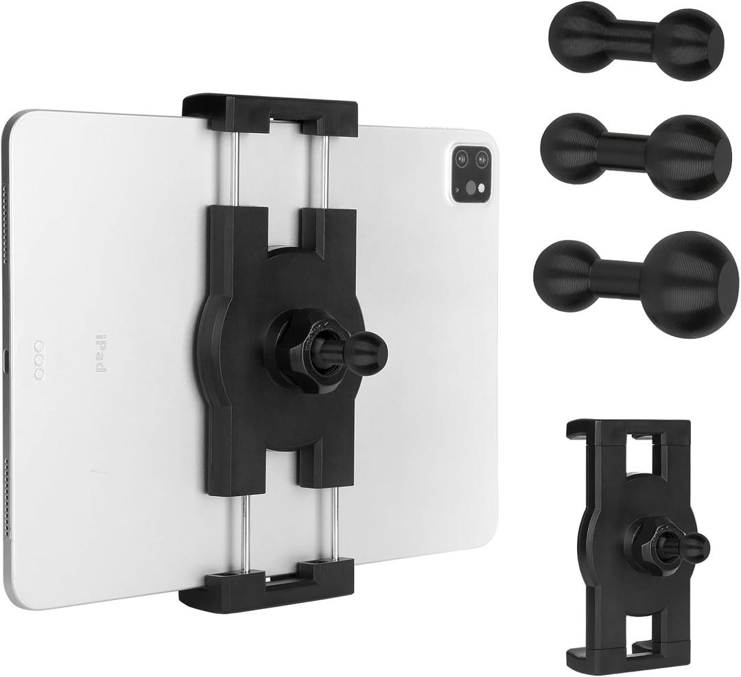Tablet Holder with 3 Ball Adapters,Aluminum Alloy 17 mm to 17 mm/17 mm to 20 mm/17mm to 25 mm Ball Joints,Compatible with 17mm/20 mm/25 mm Size Ball Socket Mount (25 mm Compatible with RAM Mounts)