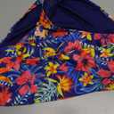 Tempt Me Women's High Waisted Bikini Bottom Tummy Control Ruched Bathing Suit Swim Bottom M (Blue Floral)