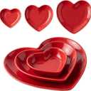 Suclain Valentines Day Red Heart Shaped Ceramic Plate Set of 3 Heart Dinner Dishes 3.15 4.92 7.09 Platter for Dish Dessert Salad Bowl for ValentineS Day Party Supply Microwave Dishwasher Safe