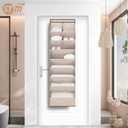 STORAGE MANIAC Over the Door Shoe Organizer Heavy-Duty Large Deep Pocket Hanging Shoe Organizer Shoe Rack Door Closet Shoe Organizer for Wall, Dorm & Narrow Door Storage Shoe Holder Oat Beige, 2 Pack