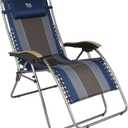 TIMBER RIDGE Oversized Zero Gravity Chair, Padded Reclining Lounge Chair with Adjustable Headrest & Cup Holder, Heavy Duty Support 350 lbs, Foldable for Camping, Lawn, Outdoor & Indoor (Blue-1 Pack)