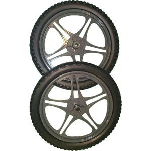 20 inch Tire & Aluminum Wheel for Utility or Game Cart (two pack) Extra Strong and Light, Solid NO flat tires, Dual Sealed Ball Bearings for durability, Ideal replacement wheels