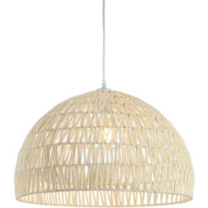 JONATHAN Y 20" Cream Modern Bohemian Woven Rope LED Pendant Light Fixture, Adjustable Dome Ceiling Lamp for Kitchen Island, Rope Shade, Coastal Farmhouse Decor JYL6504A