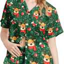 Womens Pajamas Set 2 Piece Satin Short Sleeved Pjs Button Notch Collar Loungewear Party Sleepwear Sets (Green, M)