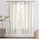 Joywell Ivory Cream Sheer Linen Curtains 72 Inch Length 2 Panels Set for Bedroom Pinch Pleated Back Tab Cotton Flax Linen Drapes White Oatmeal Neutral Modern Farmhouse Curtains for Dining Room Window (Natural)