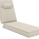 72 x 21 x 4 Inch Olefin Chaise Lounge Cushions, Lounge Chair Cushions with Headrest for Outdoor Furniture - Weather and Fade Resistant Patio Replacement Furniture Lounge Chair Cushion (Beige)