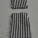 jinchan Linen Kitchen Curtains 36 Inch Length Striped Tier Curtains Ticking Stripe Small Drapes for Living Room Bathroom Cafe Small Window Farmhouse Rustic Pinstripe Rod Pocket 2 Panels Blue