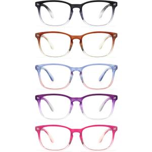 CCVOO 5 Pack Reading Glasses Blue Light Blocking Women/Men, Anti UV Ray/Glare Readers Fashion Eyeglasses with Spring Hinge (B3 Mix,1.50)
