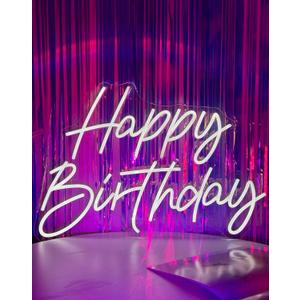 Happy Birthday Neon Sign for Backdrop Large Happy Birthday Light Up Sign White Led Sign for Home Company Birthday Party, 21.65"*14.96" (HappyBirthday-21.65"x14.96")
