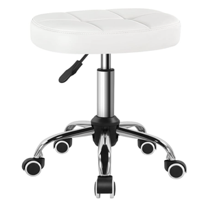 BFTOU White Minimalist Swivel Stool with Wheel Perfect for Work SPA Shop Massage Height-Adjustable and Cost-Effective Rolling Stool Chair with Square Seat