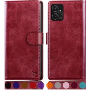 SUANPOT for MotorolaMoto G Power 2023 Wallet case RFID Blocking Credit Card Holder, Flip Folio Book PU Leather Phone case Shockproof Cover for Women Men Power2023 Red