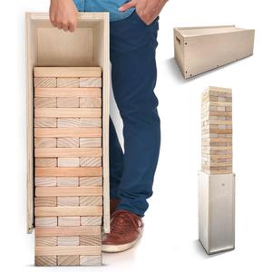 SWOOC Games - Giant Tower Game with 3-in-1 Straightener, Table & Storage Box - 90% Faster Set Up with Transforming Box & Straightener - Starts at 2-4ft - Grows to Over 6ft - Large Outdoor Yard Games, 8.3 inches x 9.3 inches x 26.4 inches