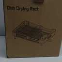 Urackify Stainless Steel Dish Drying Rack - Dish Drainer for Kitchen Counter, Extendable Drainboard with Foldable, Space-Saving Cup & Bowl Organizer, Includes Knife and Utensil Holder, Gray