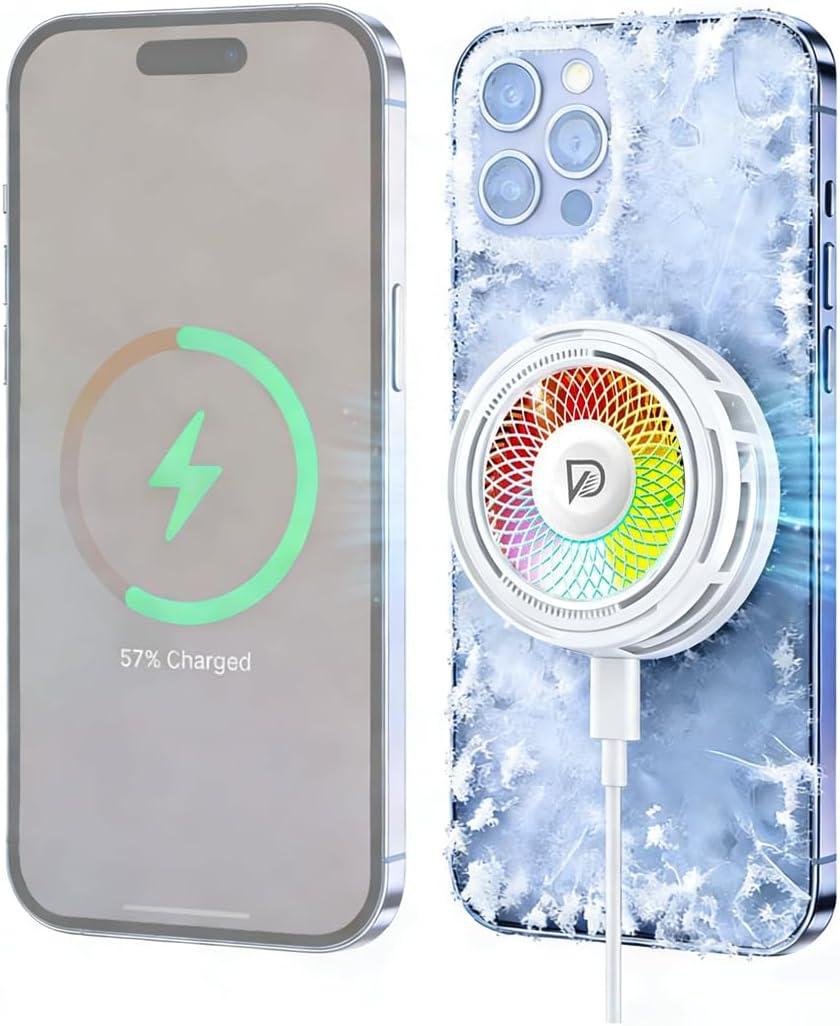 Doge&Vollar 25W Qi2 Certified Magnetic Charger with Cooling System - Phone Cooler for Gaming, Magsafe Charger for iPhone 17/16/15/14/13/12 Series