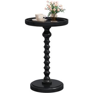 Yusong Round Side Table, Drink Table for Small Spaces, Mid-Century Accent End Table Nightstand Bedside Table for Living Room, Bedroom, Corners, and Office, Black