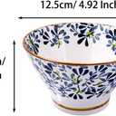 14.5oz Japanese Ceramic Bowls Set of 4, Hand-Painted Leaf Pattern Porcelain Rice Bowls with Vintage Gold Rim, Small Noodle & Soup Bowls for Asian Cuisine, Microwave & Dishwasher Safe, 4 Colors
