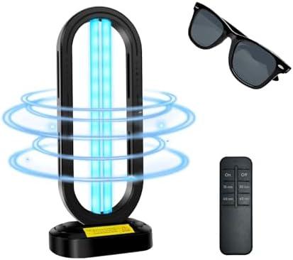 Feefir UV Light Sanitizer,4-Speed Timing and Remote Control UVC Home Disinfection Device,Portable Ultraviolet Light Sanitizer for Dust Mites,UV Lamp for Whole Room,Black