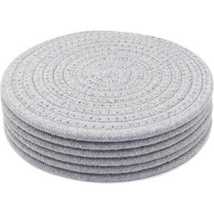 8 Inch Trivets for Hot Dishes, Hot Pots and Pans, Thick Heat Resistant Large Coaster for Kitchen, Hot Pads, Kitchen Essentials, Kitchen Decor for Table & Countertop, 6 Pcs (Light Gray)