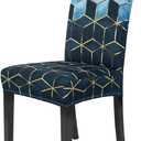 Gibelle Chair Covers Dining Room Set of 8, Stretch Spandex Slipcover for Dining Room & Kitchen Parsons Chairs, Removable Washable Seat Protector Cover (Blue Cubes)