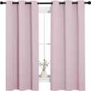 NICETOWN Nursery Essential Thermal Insulated Solid Grommet Top Blackout Curtains/Drapes (1 Pair, 42 x 63 inches in Baby Pink)