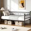IDEALHOUSE Twin Size Daybed, Sofa Bed Frame with Metal Steel Slat Support, Heavy Duty Metal Bed Frame, Space Saving, Easy Assembly, for Small Spaces, Living Room, Bedroom, Apartment, Black