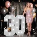 imprsv Marquee Numbers Large 30th-Birthday Decorations: 3ft Light up Number Balloon for Party Big 30 Year Old Women Men Birthday Decoration Anniversary Foam Board Wall Number 30