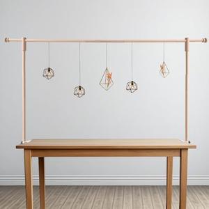 Wood Over The Table Rod Stand with Clamps Adjustable 20-47inch Tall 15-106inch Length Wooden Table Rod Stand Decorations for Party Anniversary Wedding Birthday Christmas Halloween.