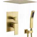 Shower Faucet Set Brushed Gold Shower System,RomceBath Shower Pressured Balance Brass Valve and Trim Kit 10 Inch Shower Head and Bath Handle Combo set Ceiling Mount Tub Shower Faucets Sets Complete