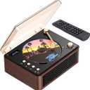 CD Player with Speaker, Retro Portable CD Players for Home with Bluetooth, Hi-Fi Bass Boost, 3600mAh Battery, LCD Screen, Top-Loading Design, USB/AUX Input/FM Radio - Walnut Brown