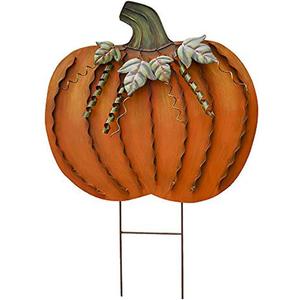 Morning View Pumpkin Garden Stakes Metal Yard Sign Fall Decor Outdoor Autumn Yard Stake Art Pumpkin Lawn Ornaments for Patio Porch Thanksgiving Halloween Harvest 26 Inches Tall