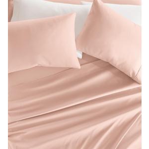 Linen Market Double-Brushed Microfiber Full Sheet Set 4 Piece  Oeko-TEX Certified Ultra Soft & Wrinkle-Free - 16" Deep Pocket Sheets - Easy Care Full Size - Blush