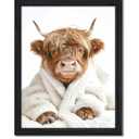 ZXDZSM Highland Cow Funny Bathroom Decor Wall Art, Funny Signs Animal Canvas Wall Art, Bathroom Highland Cow Art Prints,(12x16inch,FRAMED)