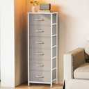 AODK Tall Dresser for Bedroom with 6 Fabric Drawers, Storage Dresser Organizer with Wood Top and Sturdy Steel Frames, Chest of Drawers for Closet, Living Room, Entryway, Hallway, Light Gray
