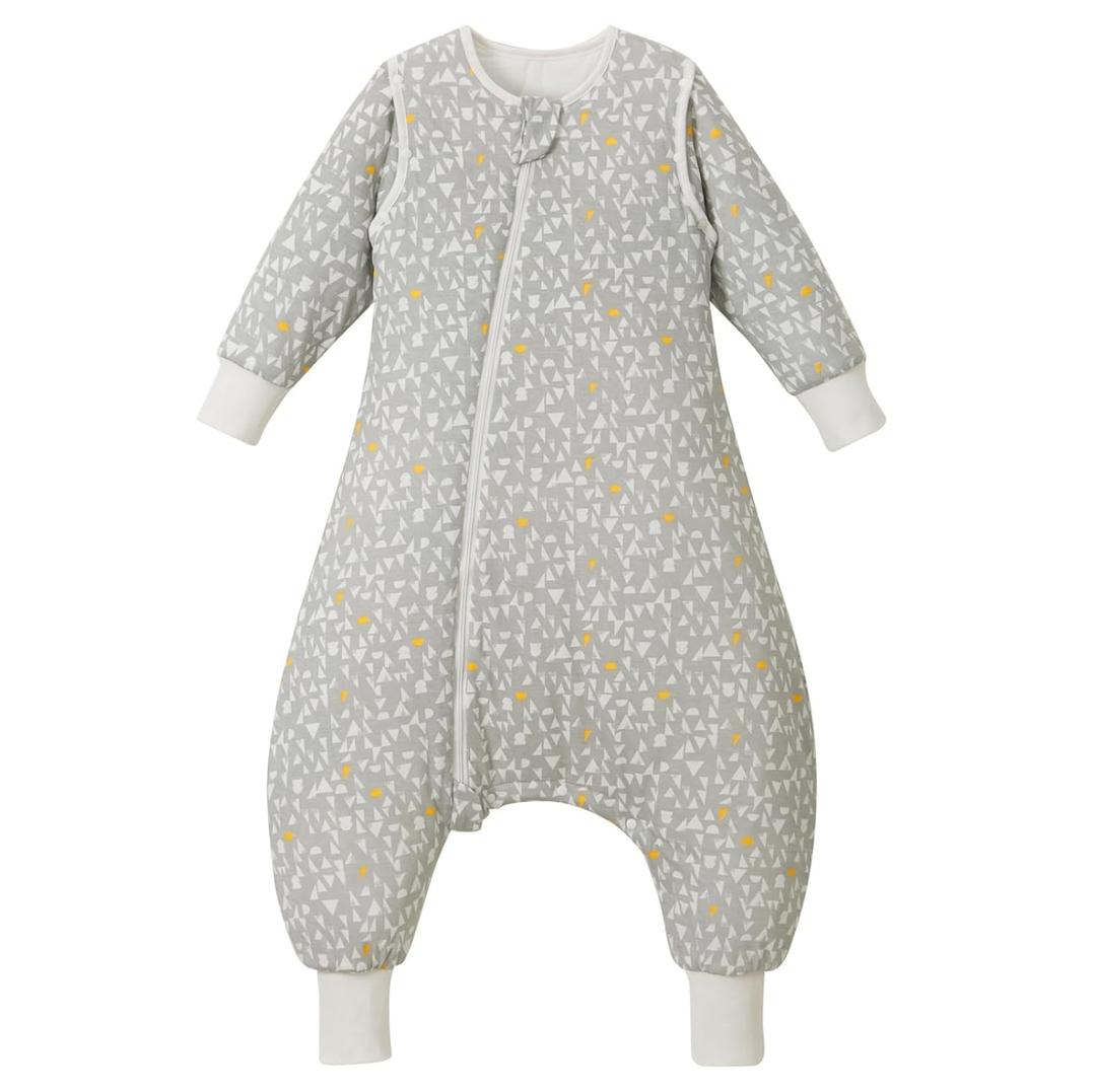 2.5 TOG Removable Long Sleeve Sleep Sack with Legs, Super Soft 100% Cotton Winter Toddler Sleep Bag with Feet, Graphic, Size S