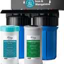 iSpring WGB21BM 2-Stage Whole House Water Filtration System, 10 x 4.5 Carbon Block and Iron & Manganese Reducing Filters, 1" Ports