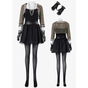 Adult Ladies 80s Costume Suit Halloween Cosplay Retro Rock Jacket Skirt Full Set Disco Outfit Dress Necklace Suit