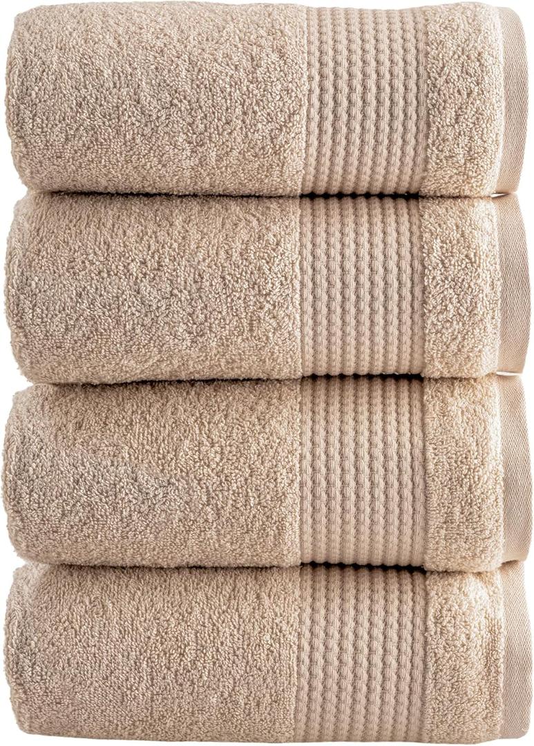 HALLEY Turkish Cotton Towels (Pack of 4) Hand Towels Super Soft Highly Absorbent 100% Cotton Towels for Bathroom and Kitchen for Mothers Day (Tan)