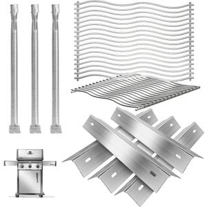 Grill Parts Kit for Napoleon Rogue SE 425, XT 425 & Freestyle 425 Series | For napoleon rogue RXT425SIBPK-1, RXT425SBNMK-1-A, R425PK-1 parts, 304 Stainless Steel Grids Heat Plates & Burners, Tool-Free