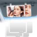2 pack Car Sun Visor Vanity Mirror Rechargeable Led 3 Light Modes,Dimmable Touch Screen,Side with triple magnification mirror image (2)