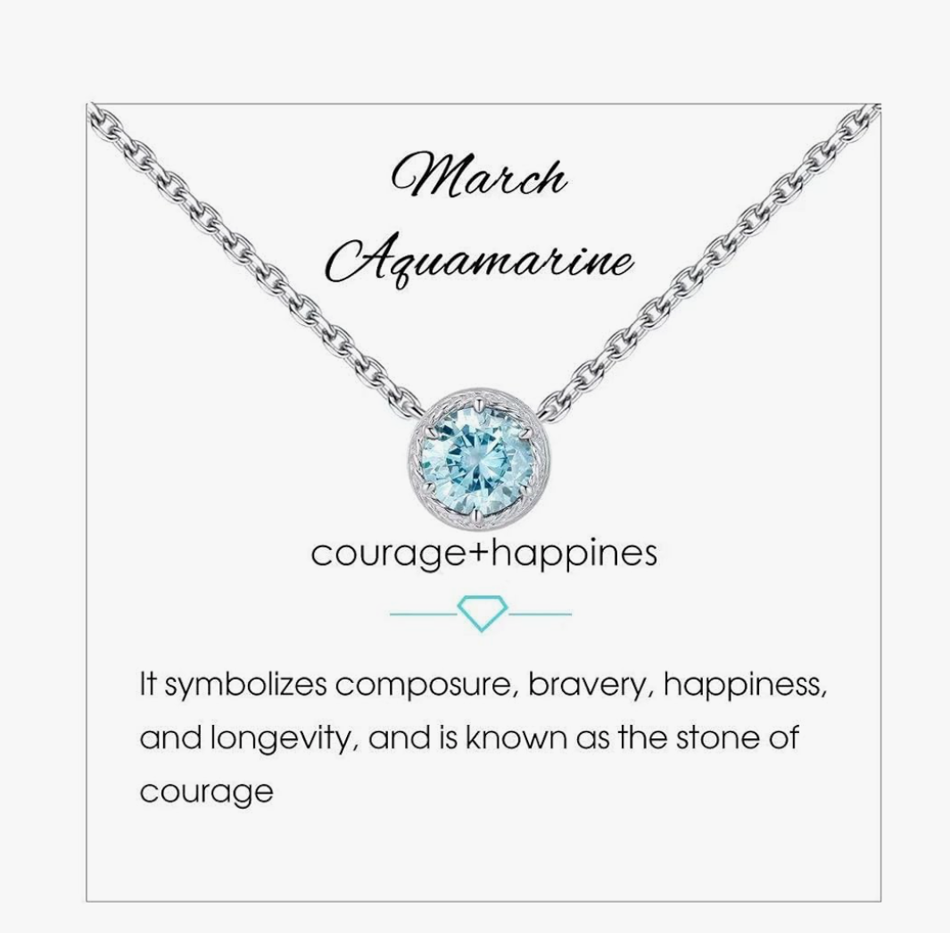 Presentski Birthstone Necklace for Women Sterling Silver 925 Solitaire Pendant Dainty Necklace Birthday Gifts for Women Birthstone Necklaces for Mom