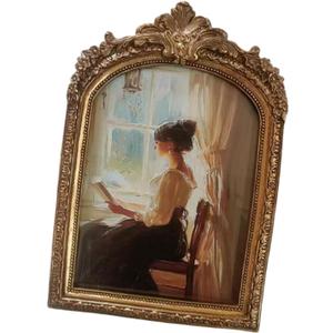 FLCPJGV Vintage Photo Frame Picture Frame Retro Ornate Photo Gallery Art Photo Holder for Entrance Desk Living Room Shelf Home Decor