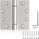 2 Pieces Self Closing Door Hinge 4-1/2 inch Satin Nickel Auto Close Hinge Adjustable 4 "x 4 " Spring Hinges Door Closer Hinge Square Corner Commercial Auto Self-Closing