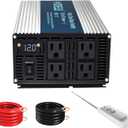 WZRELB 1800W Pure Sine Wave Inverter 12V DC to 110V 120V AC Power Converter with LED Display, Remote Controller, Off-Grid Power Inverter 3600W Surge with 4 AC Outlets,for Home, RV, Truck, Camping