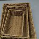 Woven Storage Baskets for Organizing, Set of 3 Natural Paper Rope Decorative Baskets, Rectangular Wicker Nesting Baskets for Shelves, Bathroom, Pantry, Closet, Kitchen, and Living Room (Natural Beige)