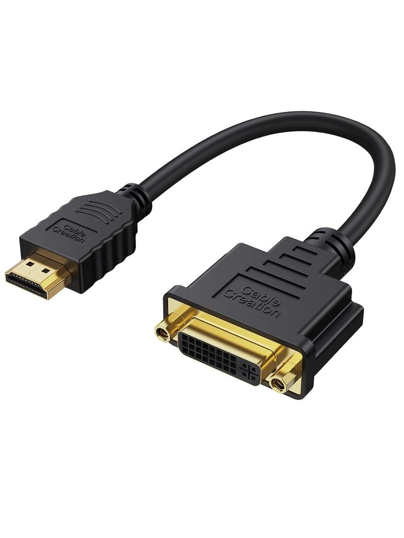 CableCreation HDMI to DVI Cable, 2-Way Male to Female Adapter, 1080P Converter, 3D, Compatible with HDTV, PS3, PS4, DVD, Nintendo Switch, 15cm