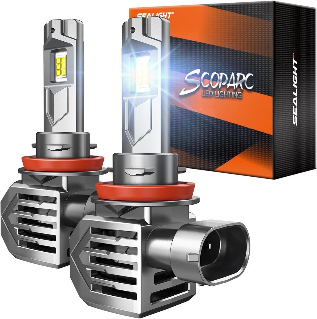 SEALIGHT S7S H9/H8/H11 Fog Lamps, 60000LM Brightest in, 6500K Cool White, 3Mins Easy Installation, 10 Years Lifespan, Plug-N-Play, IP68 Waterproof, 2 Pack