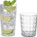 KLIFA- CUPID- 16 & 21 ounce, Set of 8, Acrylic Drinking Glasses, Tumbler Highball Glass Set, BPA-Free, Stackable Plastic Drinkware, Dishwasher Safe, Clear